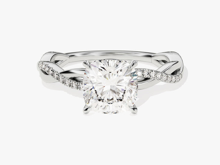 2.0CT Cushion Cut Twisted Lab Grown Diamond Engagement Ring For Her