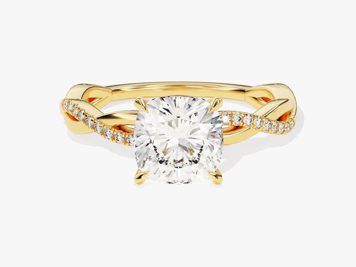 2.0CT Cushion Cut Twisted Lab Grown Diamond Engagement Ring For Her