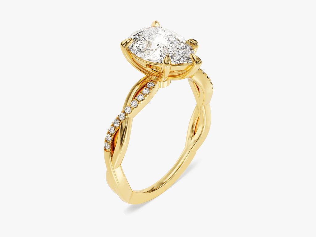 2.0CT Pear Cut Twisted Lab Grown Diamond Pave Engagement Ring For Her