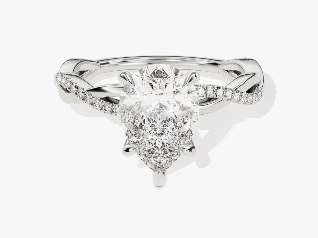 2.0CT Pear Cut Twisted Lab Grown Diamond Pave Engagement Ring For Her