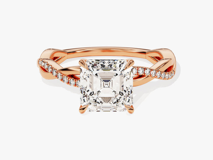 2.0CT Asscher Cut Twisted Lab Grown Diamond Engagement Ring Pretty Engagement Ring