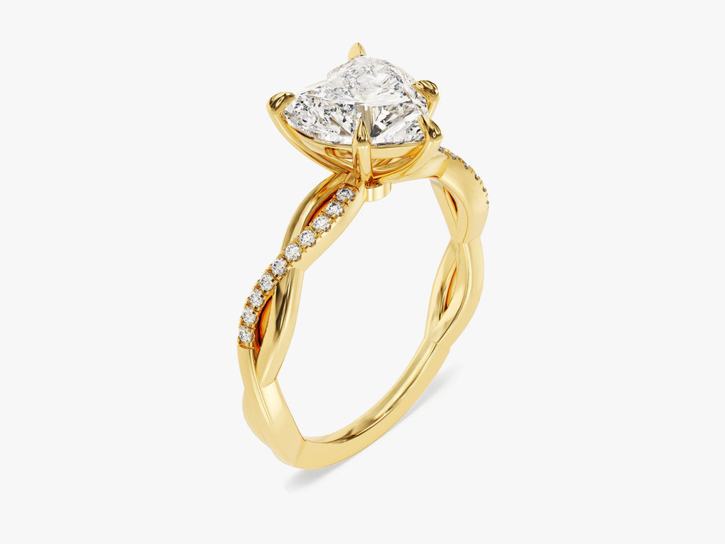 2.0CT Heart Twisted Lab Grown Diamond Engagement Ring Minimalist Wedding Ring