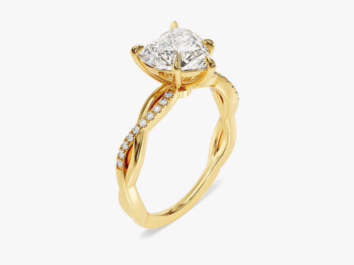 2.0CT Heart Twisted Lab Grown Diamond Engagement Ring Minimalist Wedding Ring
