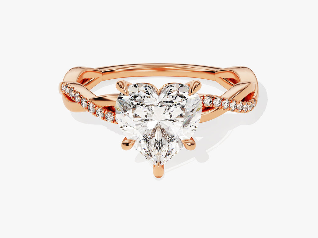 2.0CT Heart Twisted Lab Grown Diamond Engagement Ring Minimalist Wedding Ring