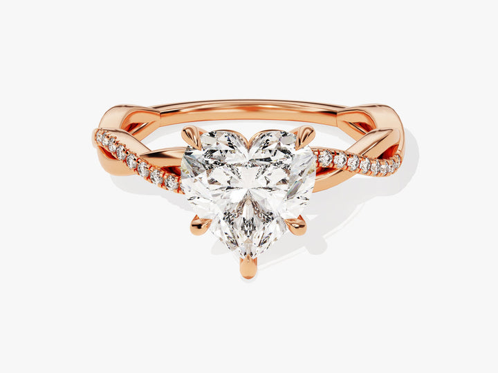 2.0CT Heart Twisted Lab Grown Diamond Engagement Ring Minimalist Wedding Ring