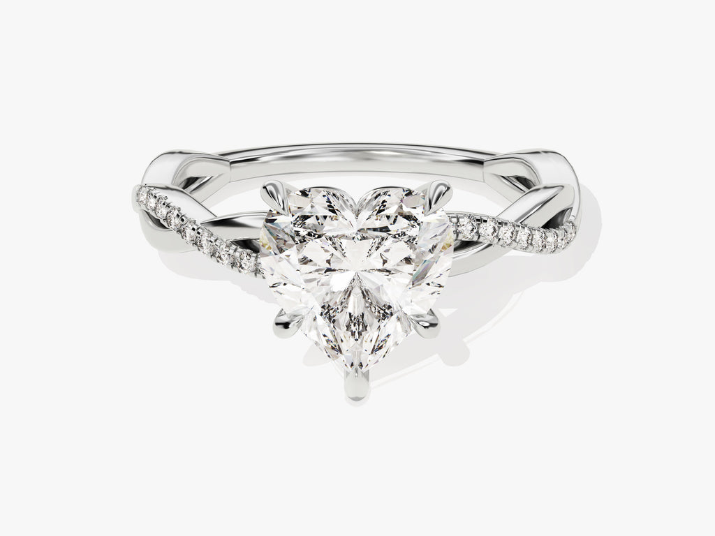 2.0CT Heart Twisted Lab Grown Diamond Engagement Ring Minimalist Wedding Ring