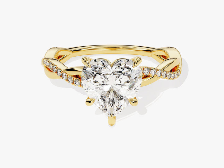 2.0CT Heart Twisted Lab Grown Diamond Engagement Ring Minimalist Wedding Ring