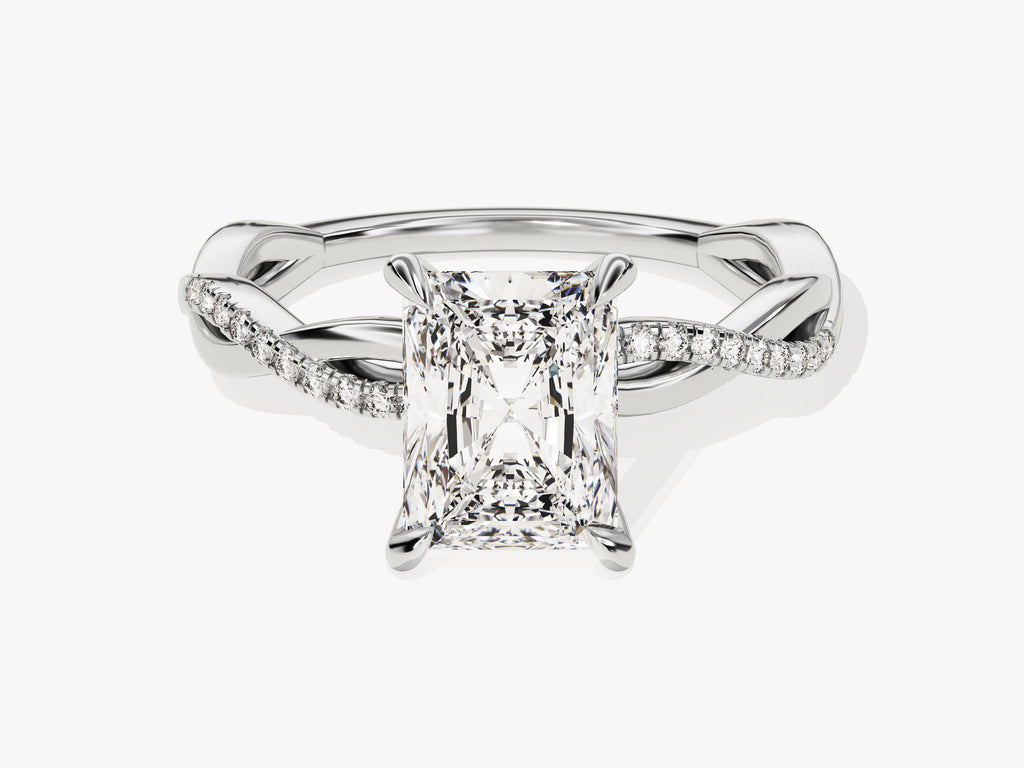 2.0CT Radiant Twisted Lab Grown Diamond Pave Engagement Ring For Women