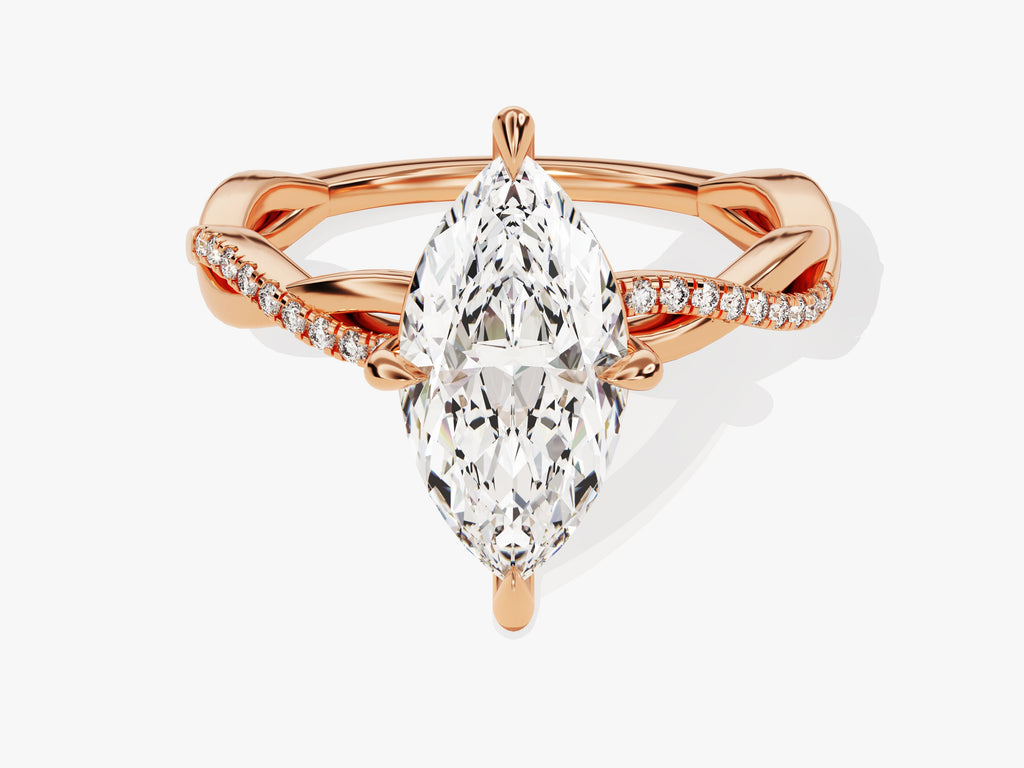 2.0CT Marquise Cut Twisted Diamond Lab Grown Pave Engagement Ring For Women