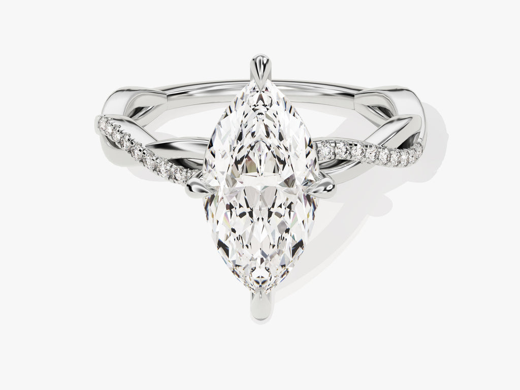 2.0CT Marquise Cut Twisted Diamond Lab Grown Pave Engagement Ring For Women