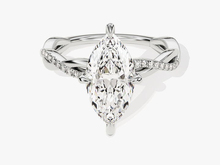 2.0CT Marquise Cut Twisted Diamond Lab Grown Pave Engagement Ring For Women