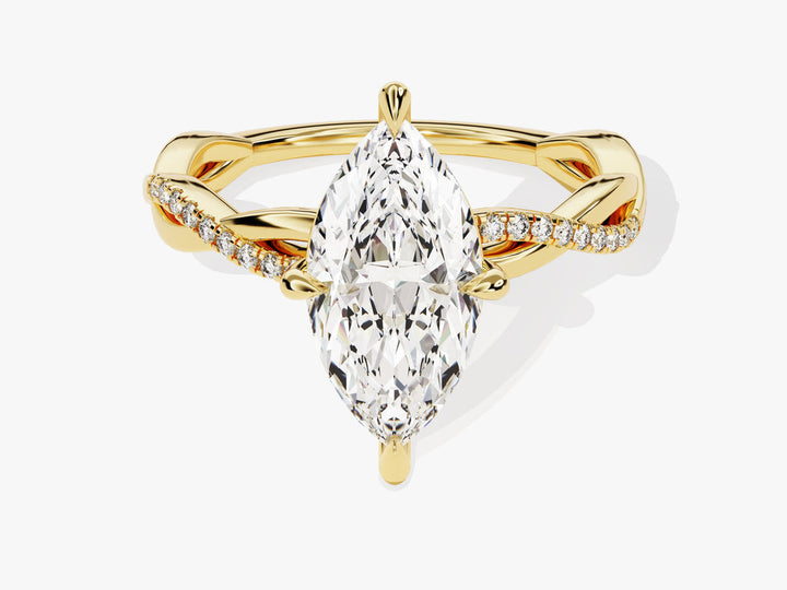 2.0CT Marquise Cut Twisted Diamond Lab Grown Pave Engagement Ring For Women