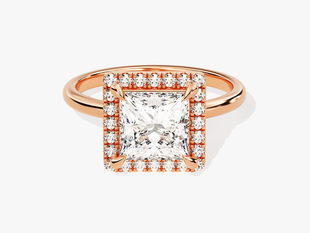 2.0CT Princess Halo Lab Grown Diamond Engagement Ring For Women