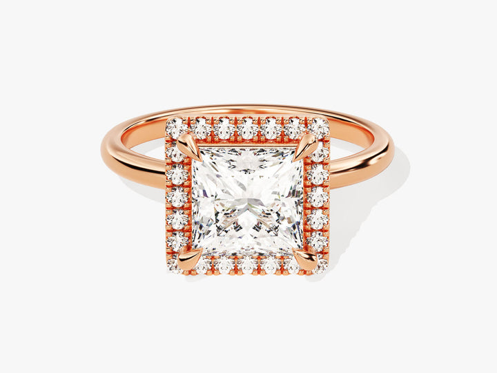 2.0CT Princess Halo Lab Grown Diamond Engagement Ring For Women