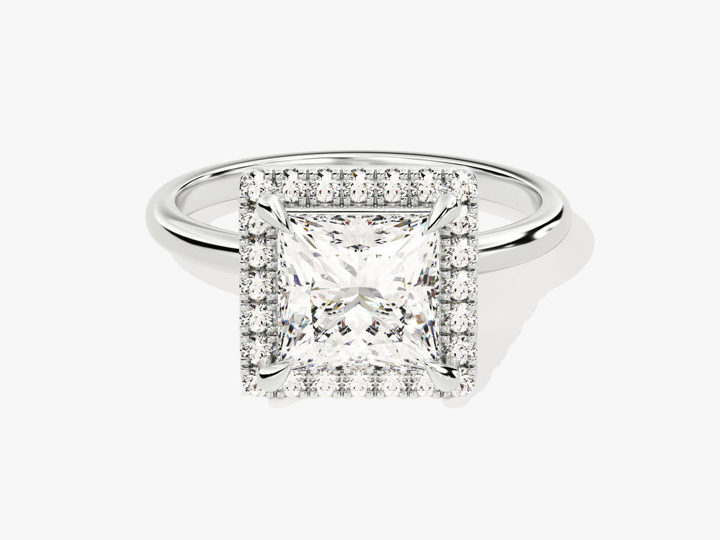 2.0CT Princess Halo Lab Grown Diamond Engagement Ring For Women