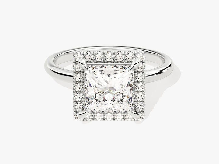 2.0CT Princess Halo Lab Grown Diamond Engagement Ring For Women