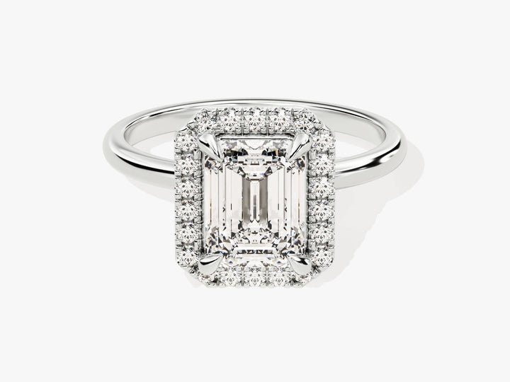 2.0CT Emerald Lab Grown Diamond Halo Engagement Ring For Women