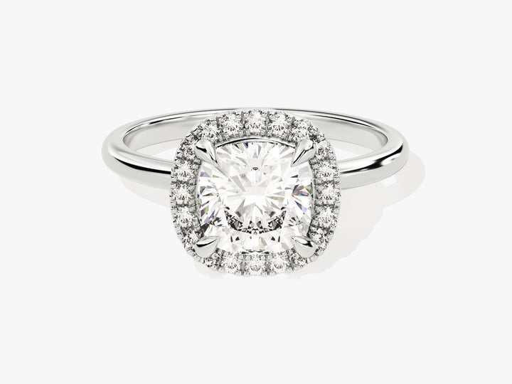 2.0CT Cushion Cut Halo Lab Grown Diamond Engagement Ring For Her