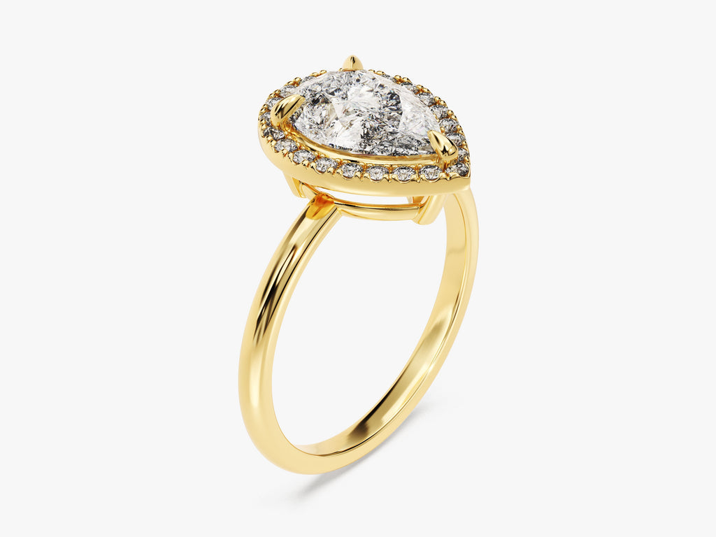 2.0CT Pear Cut Halo Lab Grown Diamond Engagement Ring For Her