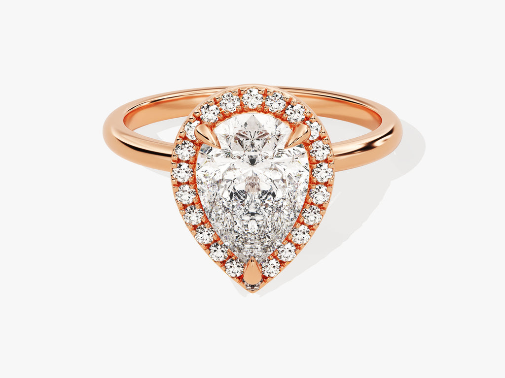 2.0CT Pear Cut Halo Lab Grown Diamond Engagement Ring For Her