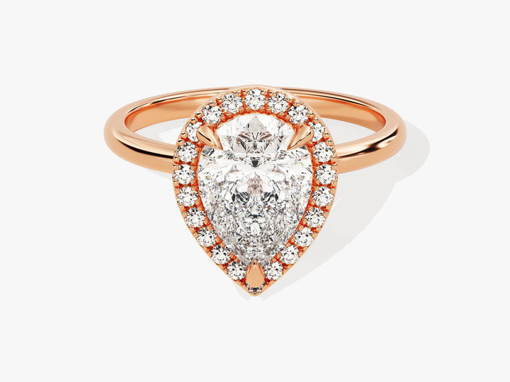 2.0CT Pear Cut Halo Lab Grown Diamond Engagement Ring For Her