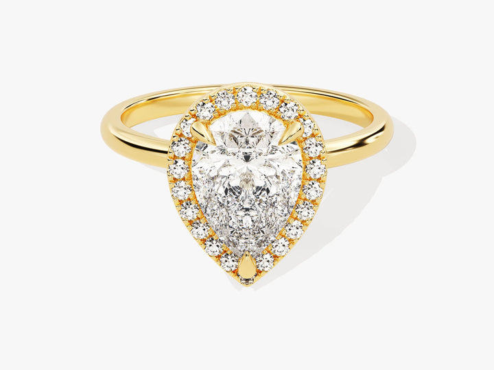 2.0CT Pear Cut Halo Lab Grown Diamond Engagement Ring For Her