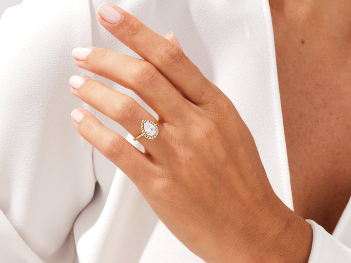 2.0CT Pear Cut Halo Lab Grown Diamond Engagement Ring For Her