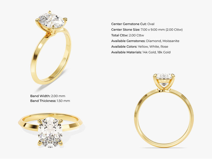 2.0CT Oval Diamond Lab Grown Knife Edge Engagement Ring For Women