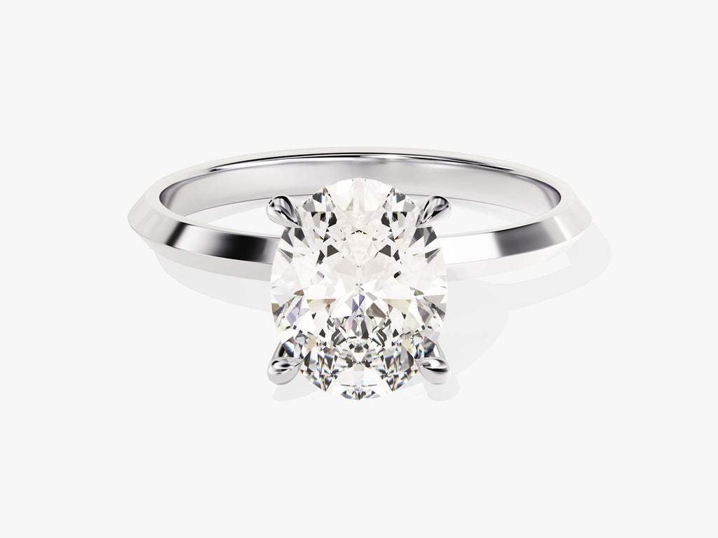 2.0CT Oval Diamond Lab Grown Knife Edge Engagement Ring For Women