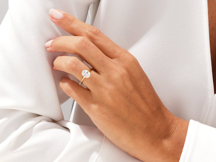 2.0CT Oval Diamond Lab Grown Knife Edge Engagement Ring For Women