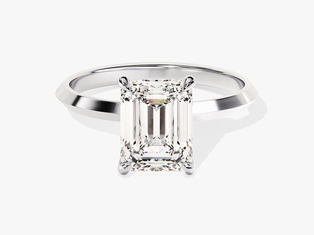 2.0CT Emerald Knife Edge Lab Grown Diamond Engagement Ring Maximalist Wedding Ring