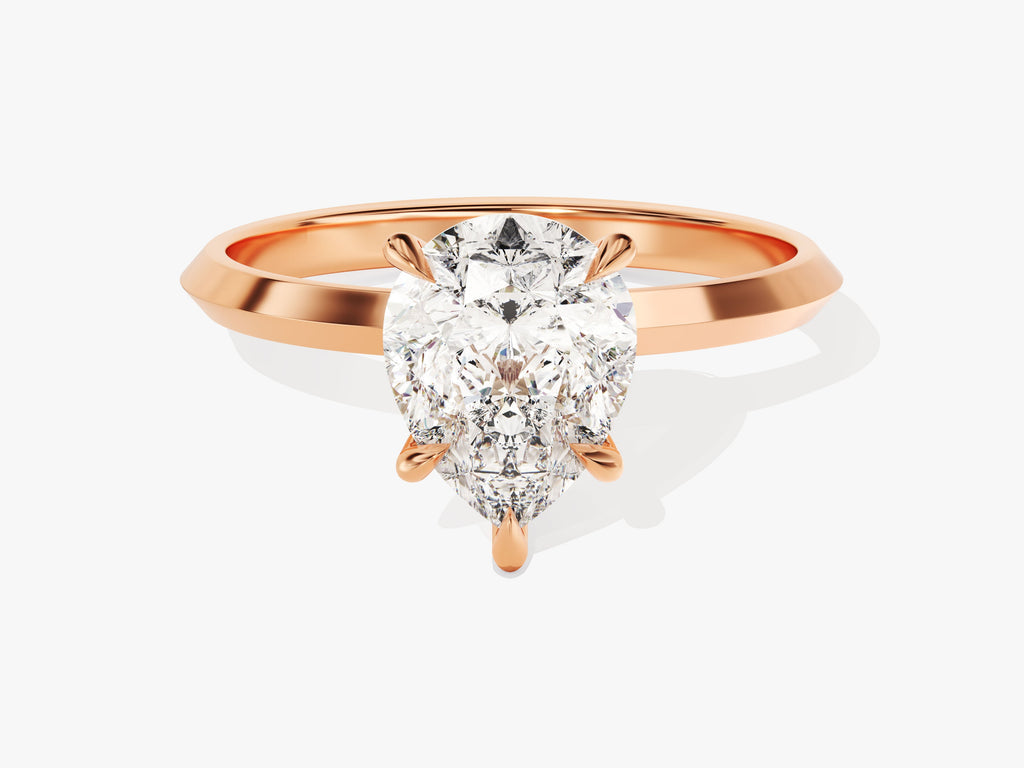2.0CT Pear Diamond Lab Grown Knife Edge Engagement Ring For Her