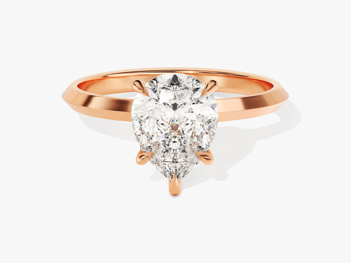 2.0CT Pear Diamond Lab Grown Knife Edge Engagement Ring For Her