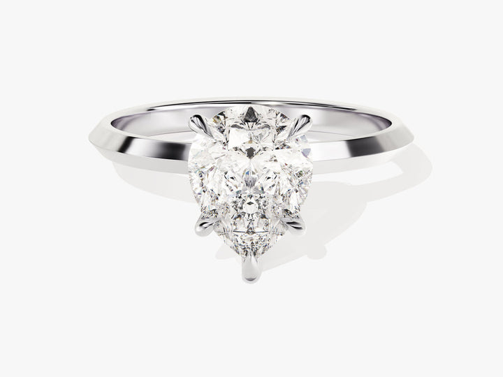 2.0CT Pear Diamond Lab Grown Knife Edge Engagement Ring For Her