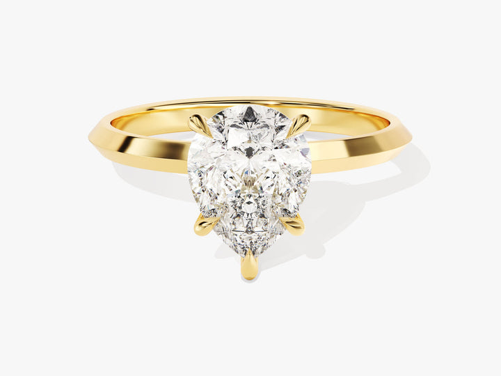 2.0CT Pear Diamond Lab Grown Knife Edge Engagement Ring For Her