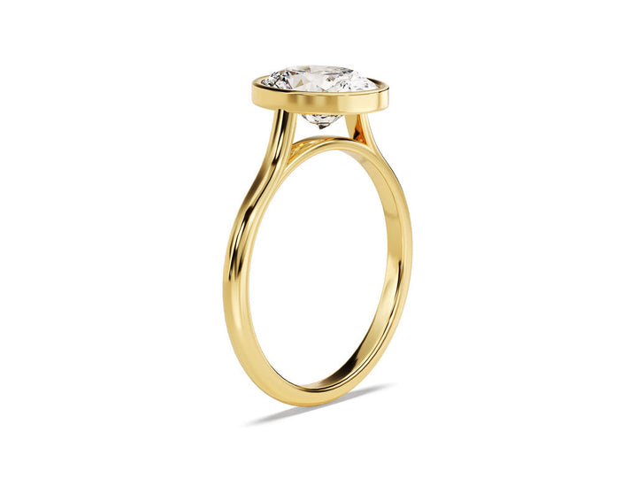2.0CT Oval Cut Bezel Lab Grown Diamond Engagement Ring For Women