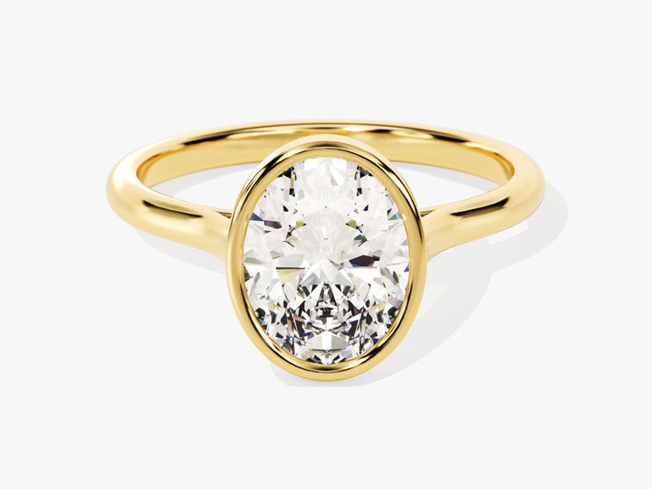 2.0CT Oval Cut Bezel Lab Grown Diamond Engagement Ring For Women