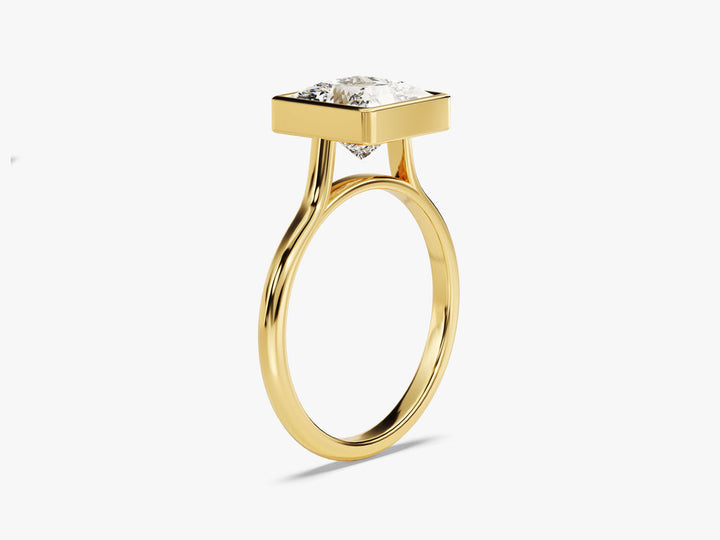 2.0CT Princess Lab Grown Diamond Bezel Engagement Ring For Women