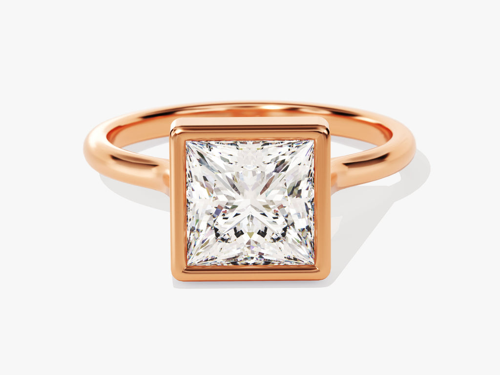 2.0CT Princess Lab Grown Diamond Bezel Engagement Ring For Women