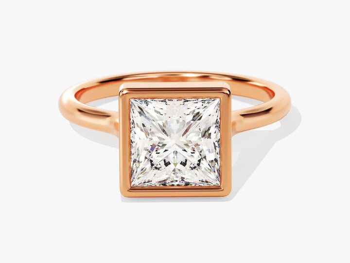 2.0CT Princess Lab Grown Diamond Bezel Engagement Ring For Women