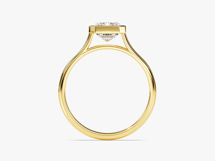 2.0CT Emerald Cut Bezel Lab Grown Diamond Engagement Ring For Her, Minimalist Wedding Ring