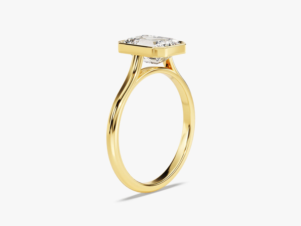 2.0CT Emerald Cut Bezel Lab Grown Diamond Engagement Ring For Her, Minimalist Wedding Ring