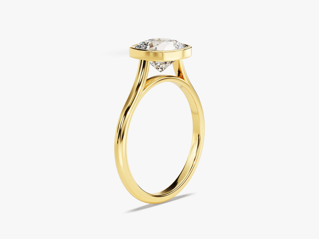 2.0CT Cushion Cut Bezel Lab Grown Diamond Engagement Ring For Women