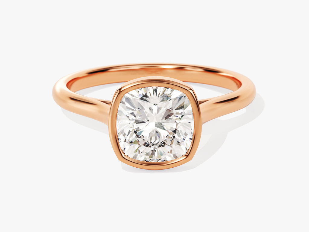 2.0CT Cushion Cut Bezel Lab Grown Diamond Engagement Ring For Women
