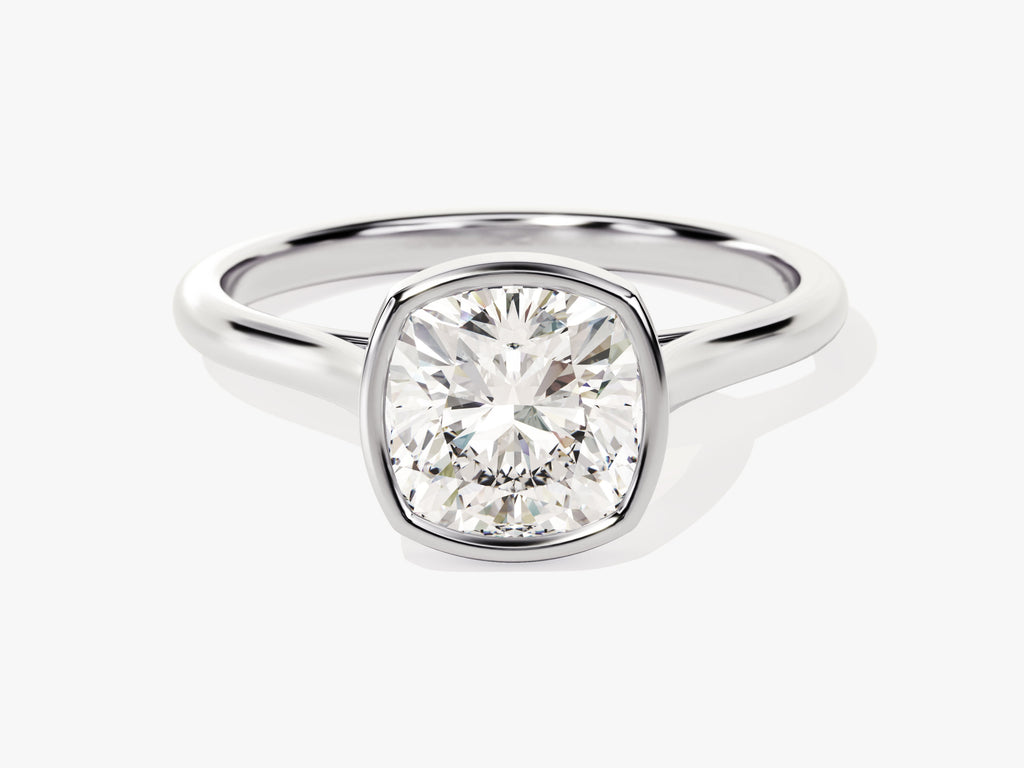 2.0CT Cushion Cut Bezel Lab Grown Diamond Engagement Ring For Women