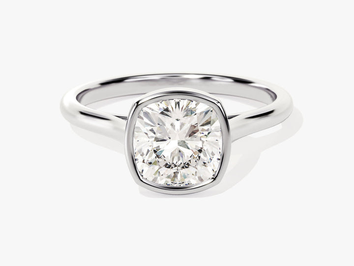 2.0CT Cushion Cut Bezel Lab Grown Diamond Engagement Ring For Women