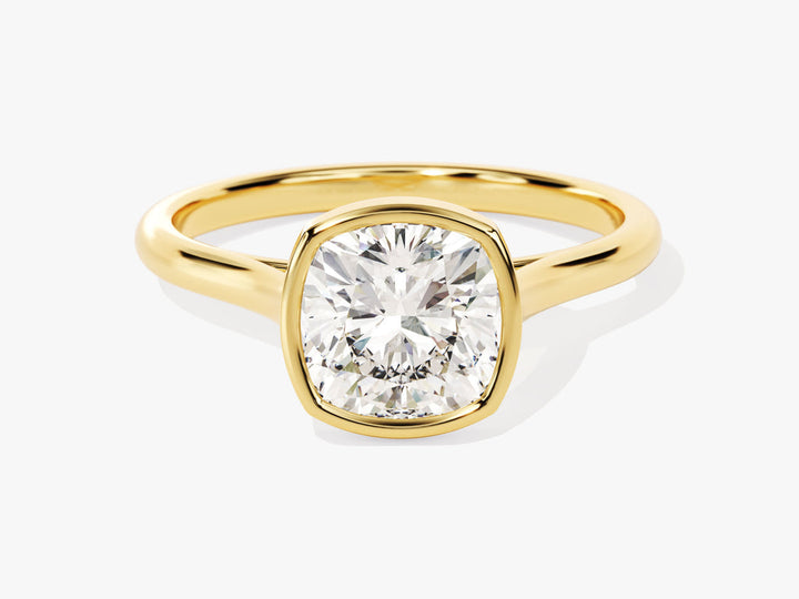 2.0CT Cushion Cut Bezel Lab Grown Diamond Engagement Ring For Women