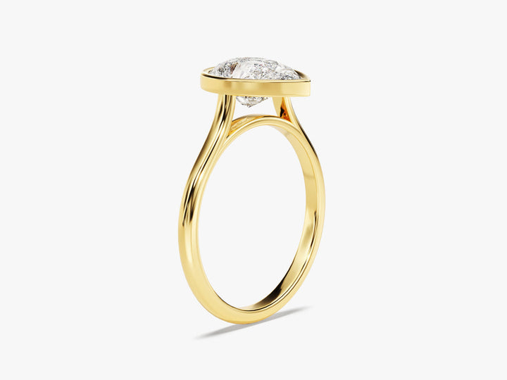 2.0CT Pear Cut Bezel Lab Grown Diamond Engagement Ring For Women
