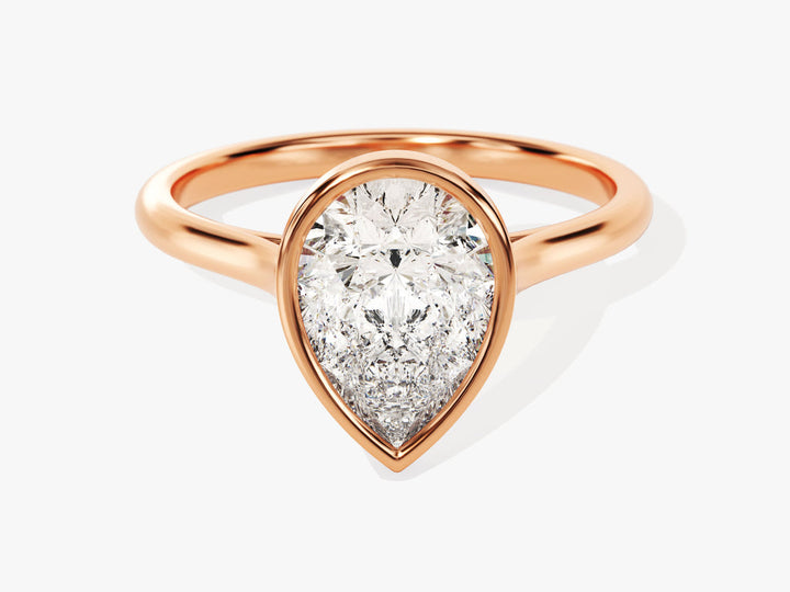 2.0CT Pear Cut Bezel Lab Grown Diamond Engagement Ring For Women