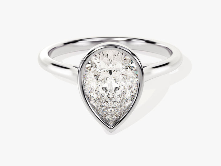 2.0CT Pear Cut Bezel Lab Grown Diamond Engagement Ring For Women